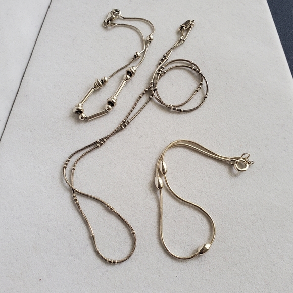 SET! Sterling Silver Set with Beaded Necklace and 2 Beaded Bracelets Vintage - Picture 3 of 16